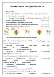 English Worksheet: Present Perfect Tense (mixed)