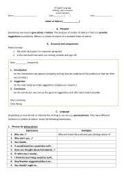 English Worksheet: letter of advice