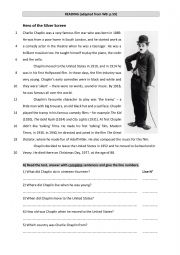 English Worksheet: Hero of the Silver Screen (ReadingCharlie Chaplin)