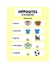 English Worksheet: Opposites as an adjetive