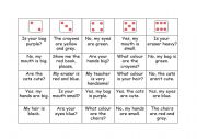 Adjectives + Interrogatives dice battle bingo game