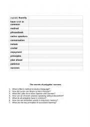 English Worksheet: Polyglots� success