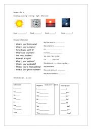 English Worksheet: Review for beginners