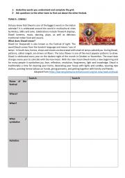 English Worksheet: Holi and Diwali