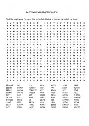 Past Simple Verbs Wordsearch