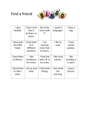 English Worksheet: Find someone who...
