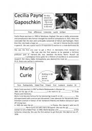 English worksheet: WOMEN`S DAY - FAMOUS WOMEN IN SCIENCE