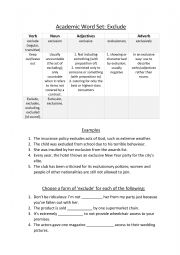 Academic Word Set Exercises - Exclude