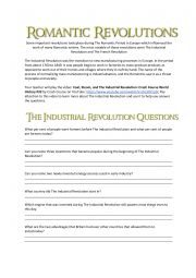 English Worksheet: Romanticism: The Industrial and The French Revolutions