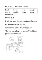 English Worksheet: Music is loud