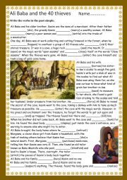 English Worksheet: Past Simple ALI BABA & THE 40 THIEVES