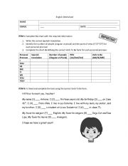 English Worksheet: Verb To Be and Personal Pronouns