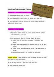 English Worksheet: Charlie and the Chocolate Factory - Chapters 10 & 11