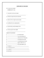 English Worksheet: Gerund as Subject or after Preposition