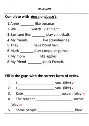English Worksheet: Race competition present simple affirmative, negative