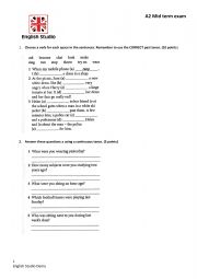 English Worksheet: Exam Review A2 LEVEL