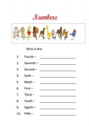 English Worksheet: Numbers