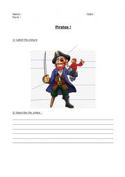 English Worksheet: Pirates - vocab test