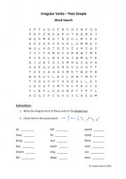 English Worksheet: Irregular Verbs - Word Search