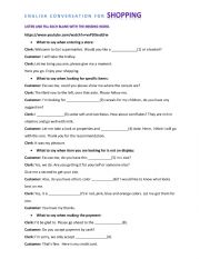 English Worksheet: ENGLISH CONVERSATION FOR SHOPPING