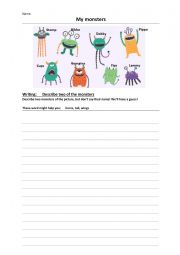 English Worksheet: Describing monsters
