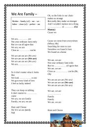 English Worksheet: We  are family (Ice Age 4) song worksheet 