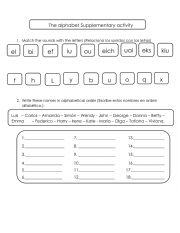 English Worksheet: The alphabet Supplementary activity