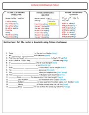 Future Continuous - Affirmative, Negative and Question Form