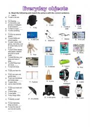 English Worksheet: Everyday Objects