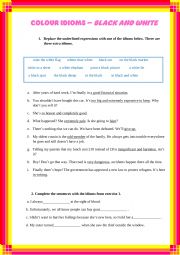 English Worksheet: Colour idioms: black and white