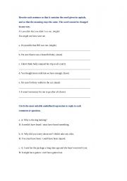 English Worksheet: Past modals