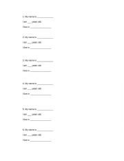 Activity Practicing Name, Age, and Country