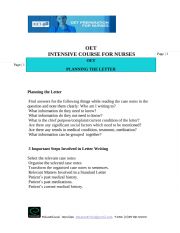 English Worksheet: OET Planning the letter