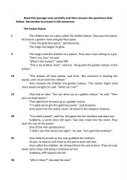 English Worksheet: The Palace Statue