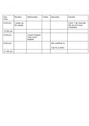 English Worksheet: Calendar of routines