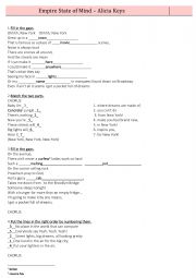 English Worksheet: Alicia Keys worksheet