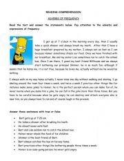 English Worksheet: frecuency adverbs reading