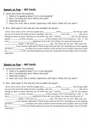English Worksheet: Speech on Fear