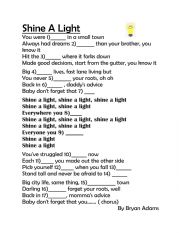 English Worksheet: Shina a light- Bryan Adams