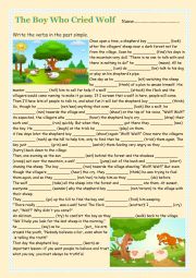 English Worksheet: Past Simple THE BOY WHO CRIED WOLF