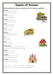 English Worksheet: Types of Houses