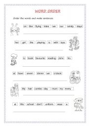 English Worksheet: pRACTICE wORD oRDER 