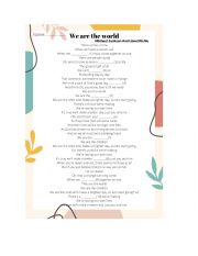 English Worksheet: We are the world