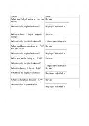 English Worksheet: past progressive with time expression