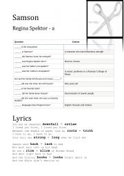 English Worksheet: Regina Spektor - Samson 