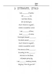 English Worksheet: What a wonderful world