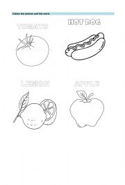 English Worksheet: Food and colors