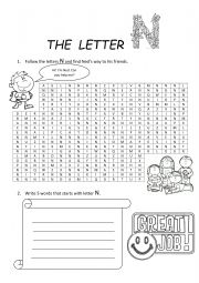 Phonics letter N alphabet (letter N recognition and N words)