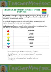 English Worksheet: Pop It Lexical Identification game