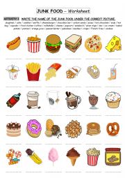 English Worksheet: Junk food